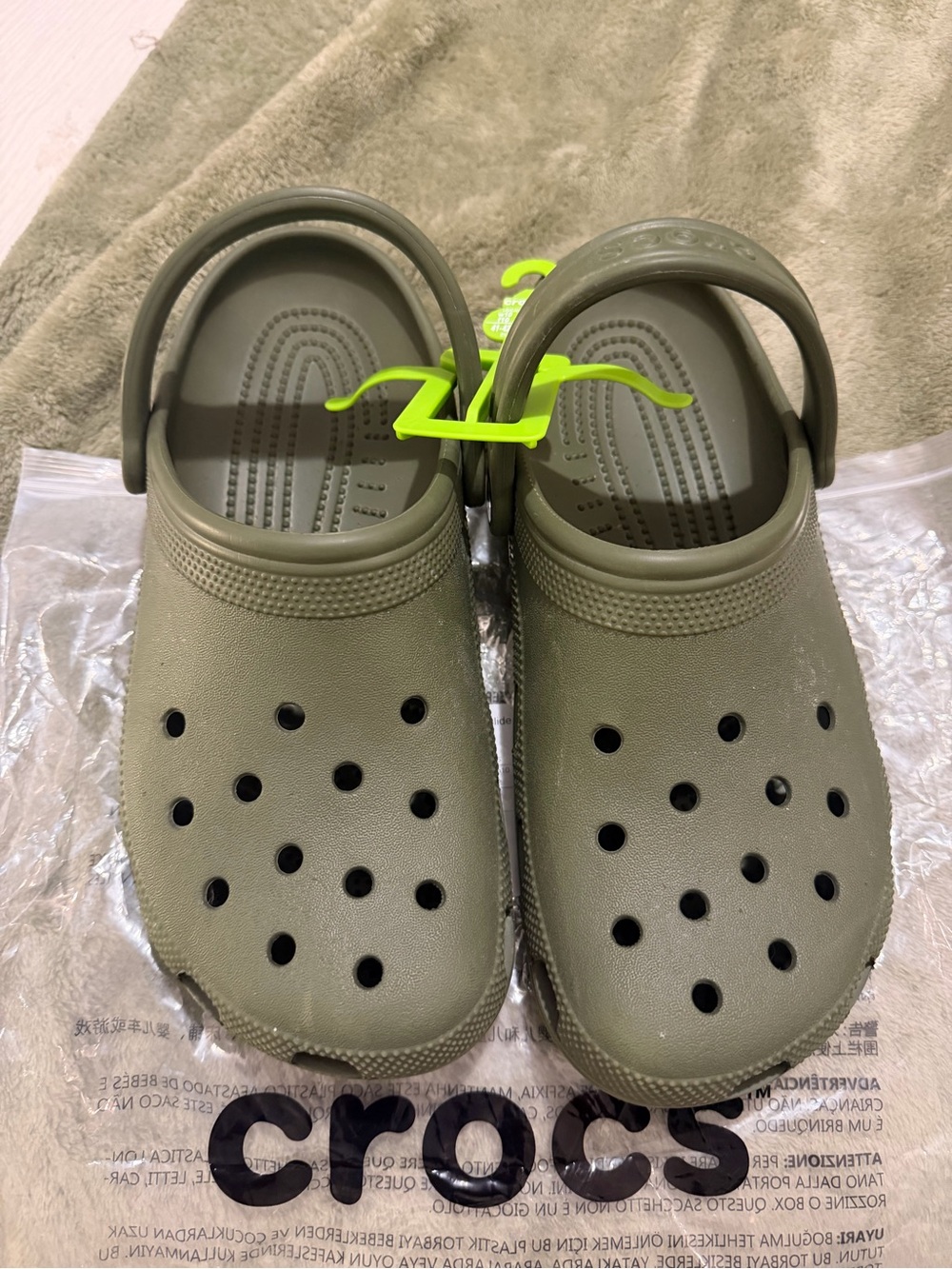 CROCS size 10W/8M Classic Clog in Olive Green